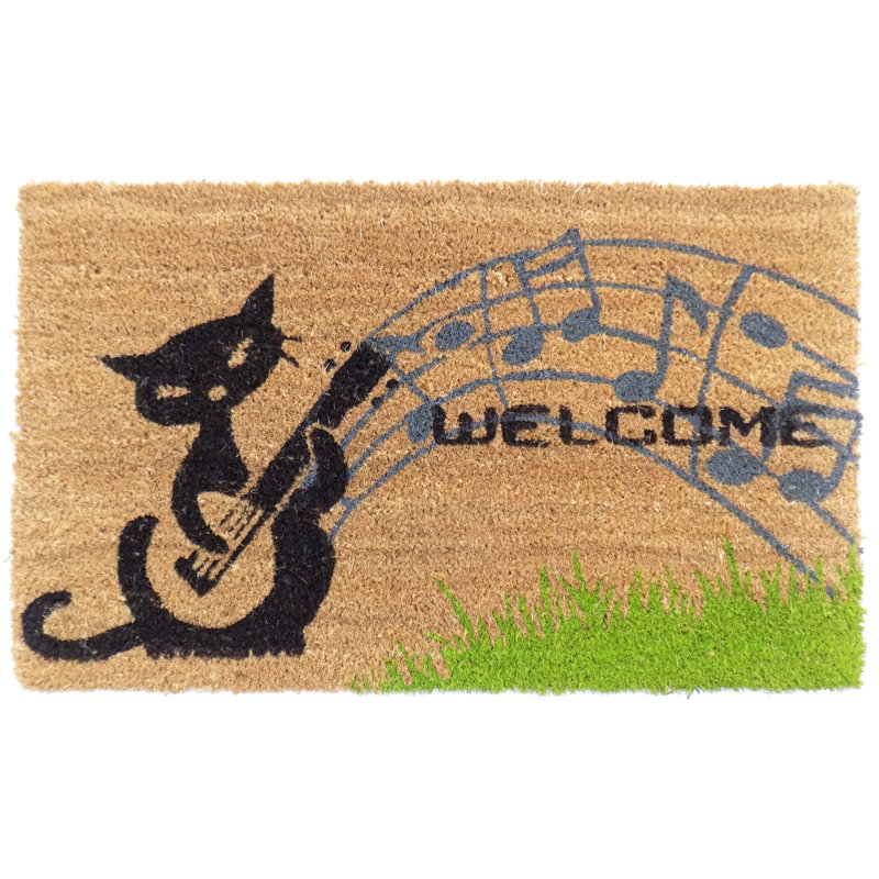 Musique chats 30 po x 18 po tapis de porte extérieur antidérapant Wallner