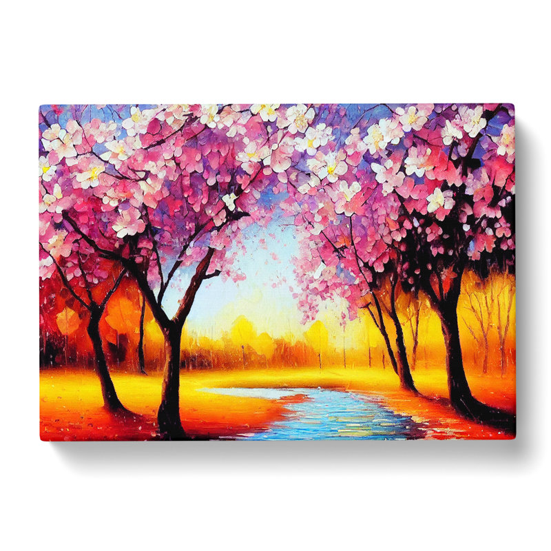 Cherry Blossom Tree Park - Wrapped Canvas, 35cm H x 50cm W x 3cm D