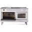 Cuisinière à double combustible de 60 po ILVE Professional Plus II, 7 brûleurs scellés, plaque chauffante, plateau français (porte vitrée)-98168250-98168245