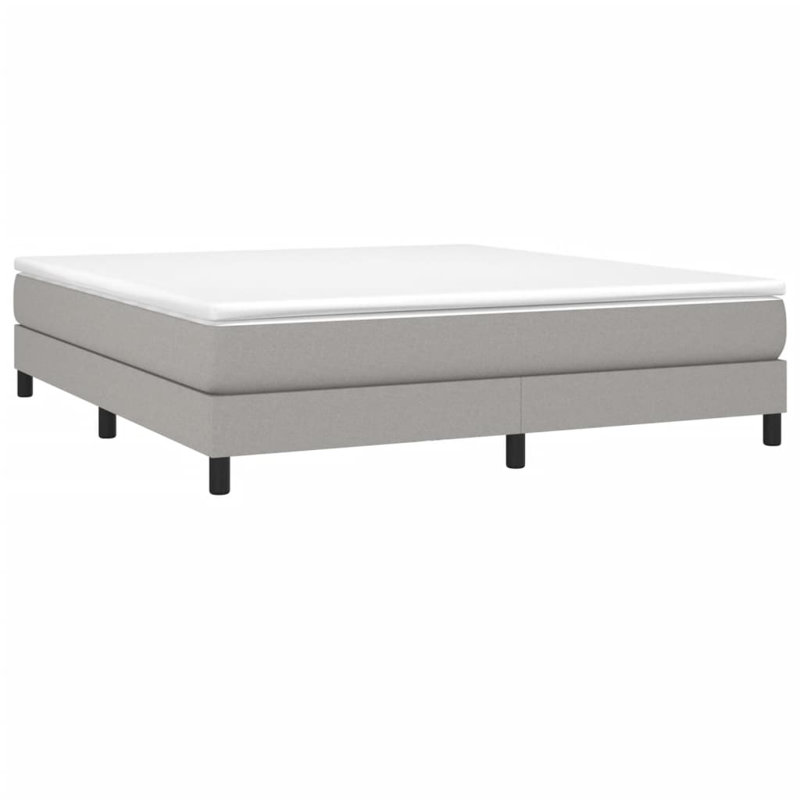 Box Spring Bed Frame Light Gray King Fabric Upholstered Platform Bed Frame Sturdy Mattress Support (US Only)