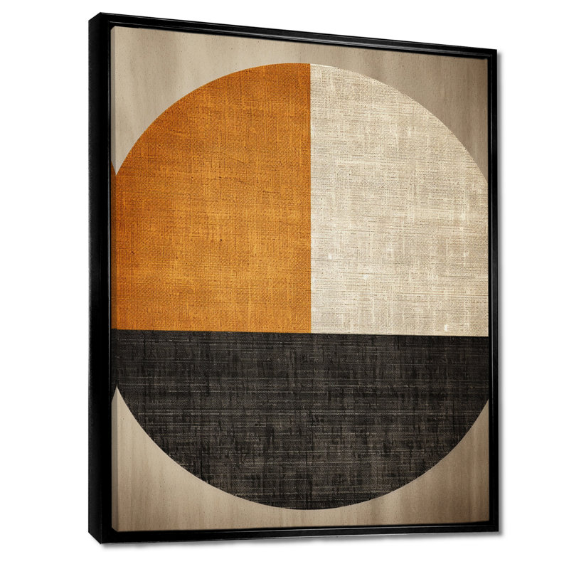 Orange and black geometric breeze shapes - Abstract Collages Wall Art, 20" H x 12" W x 1" D, Black Floater Framed
