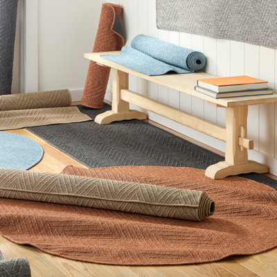 TOWN & COUNTRY BASICS Pax Herringbone Textured Solid Machine Washable Area Rug Brown