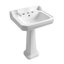 Isabella Collection Traditional Pedestal 23.5" Sink, Rectangular Bowl, Backsplash, Dual Soap Ledges, Decorative Trim and Overflow