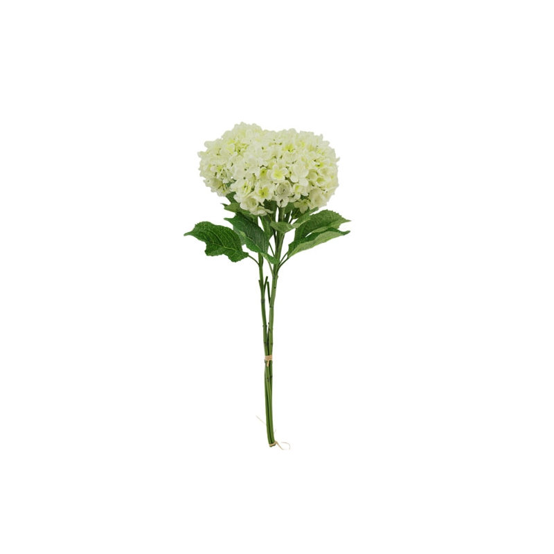 35" Light Green Artificial Hydrangea Stems, White