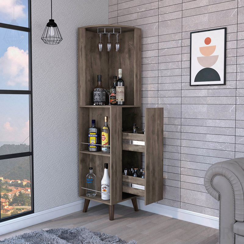 Armoire de rangement d'angle, 1 tiroir, 2 tablettes - Standard, 72.83 cm H x 17.72 cm W x 17.72 cm D