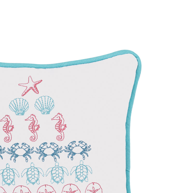 White Coastal Tree Embroidered Holiday Throw Pillow