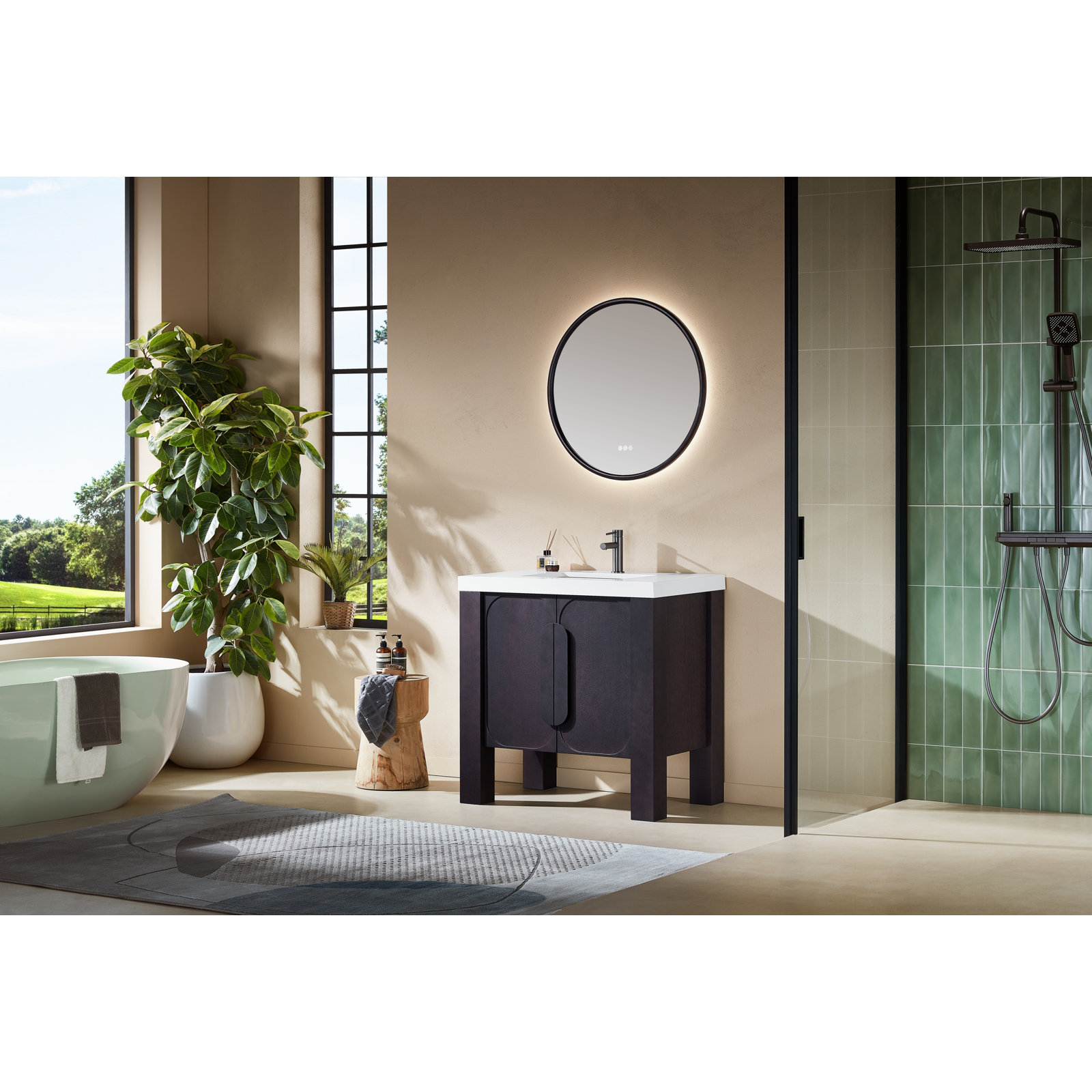 36" Oak Single Bathroom Vanity, White, Espresso 
