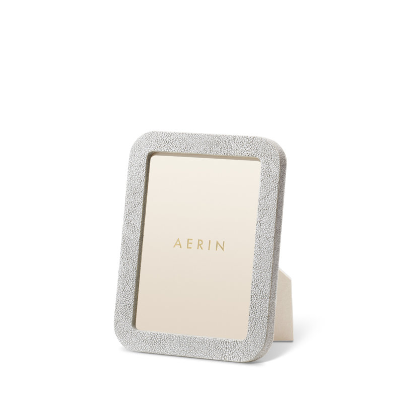 Shagreen Leather Picture Frame, 4" x 6", Dove