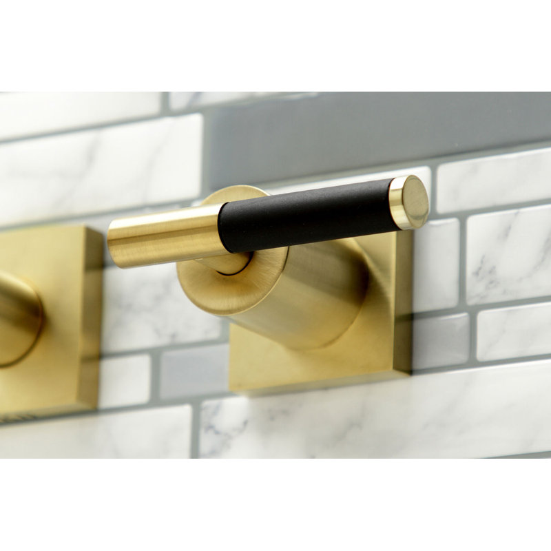 Kingston Brass Milano Two-Handle 3-Hole Wall Mount Roman Tub Faucet, Brushed Brass, Kaiser