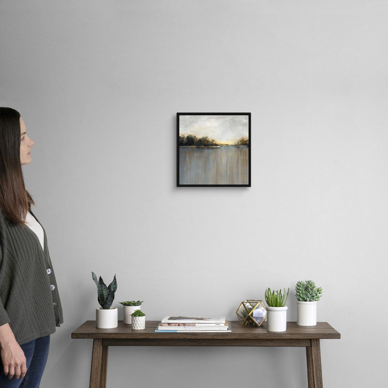 Rainy Sunset I - reproduction d'art sur toile, Cadre flottant noir, H 13,7 po x l 13,7 po x P 1,75 po