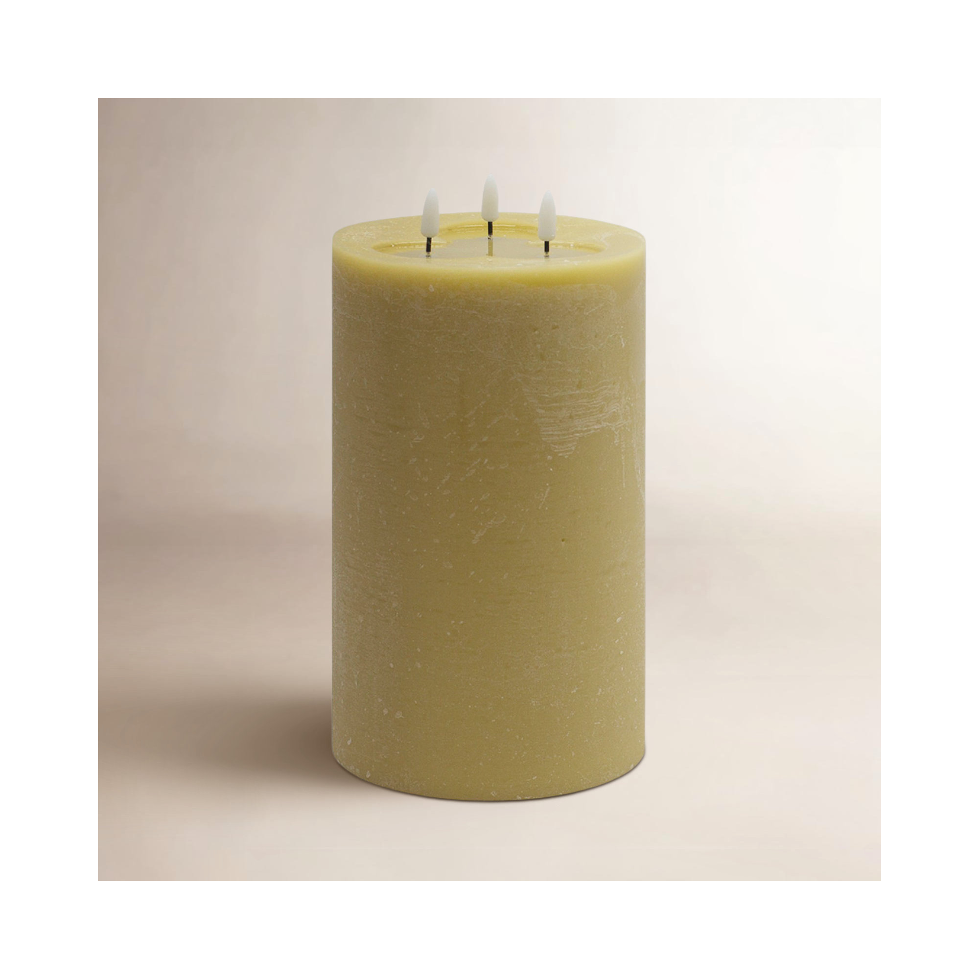 3 Wick Large Dark Champagne Flameless Candle, Green