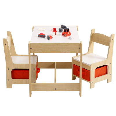 Ensemble de table et de chaises pour enfants, table d'activités en bois avec tiroir de rangement pour les tout-petits