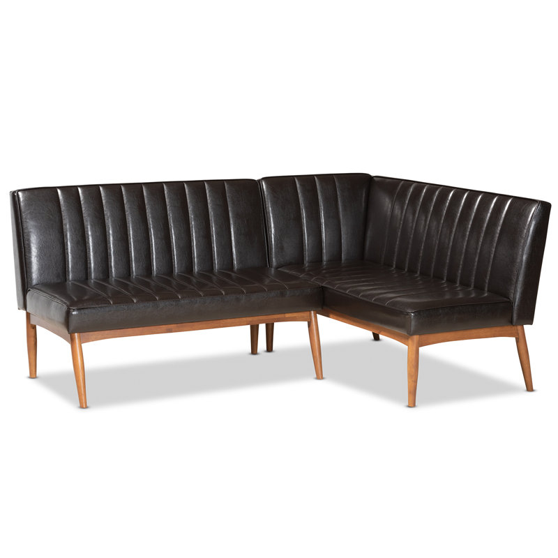Banc rembourré en similicuir 2 pièces Hilley de H 31,5 po x l 74,4 po x P 53,5 po Hilley, Brun