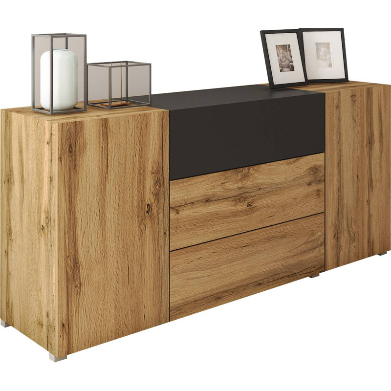150 cm W Chest of 3 Drawers, Brown/Black