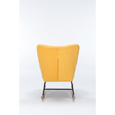 Fauteuil à bascule ergonomique, revêtement en velours jaune pour fauteuil confortable, fabrication à long terme