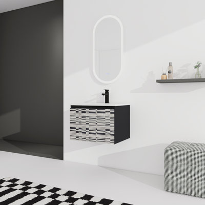 Floating Wall-Mounted Bathroom Vanity With Ceramics Sink & Soft-Close Cabinet Door, KD-Package, Bathroom Vanity