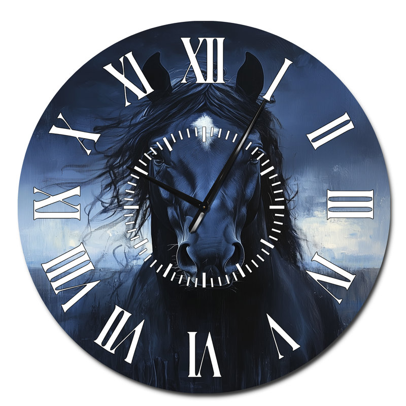 Horloge murale Midnight Stallion - Boho, Surdimensionné