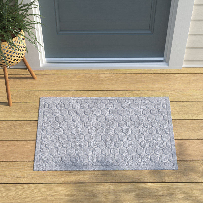 WaterHog Honeycomb 23 in. x 35 in. Indoor Outdoor Door Mat, Medium Gray