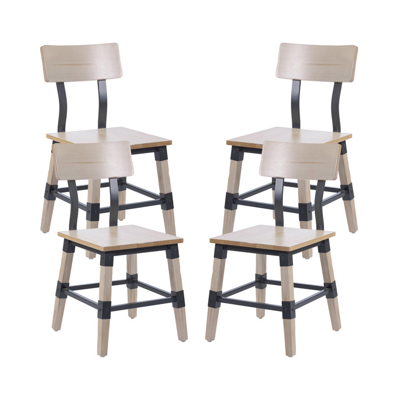 Lazro Commercial Grade Rustic Antique Industrial Style Wood Dining Chair, White