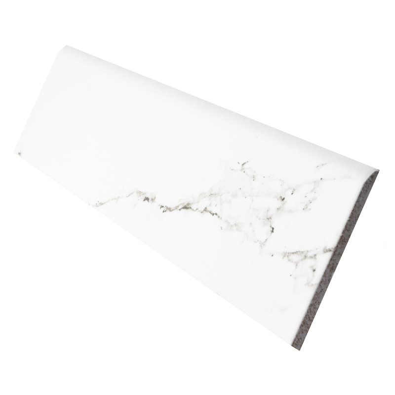 Battiscopa 13" x 3" Ceramic Bullnose Tile Trim in Calacatta
