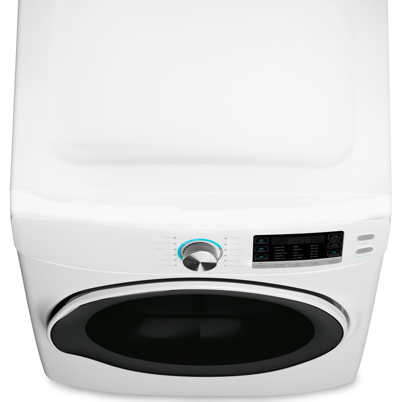 8 Cubic Feet White Electric Stackable Dryer with Steam and Sensor Dry