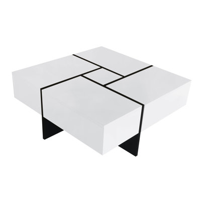 On-Trend Unique Design Coffee Table With 4 Hidden Storage Compartments(Only Including Coffee Table,Without Chairs)