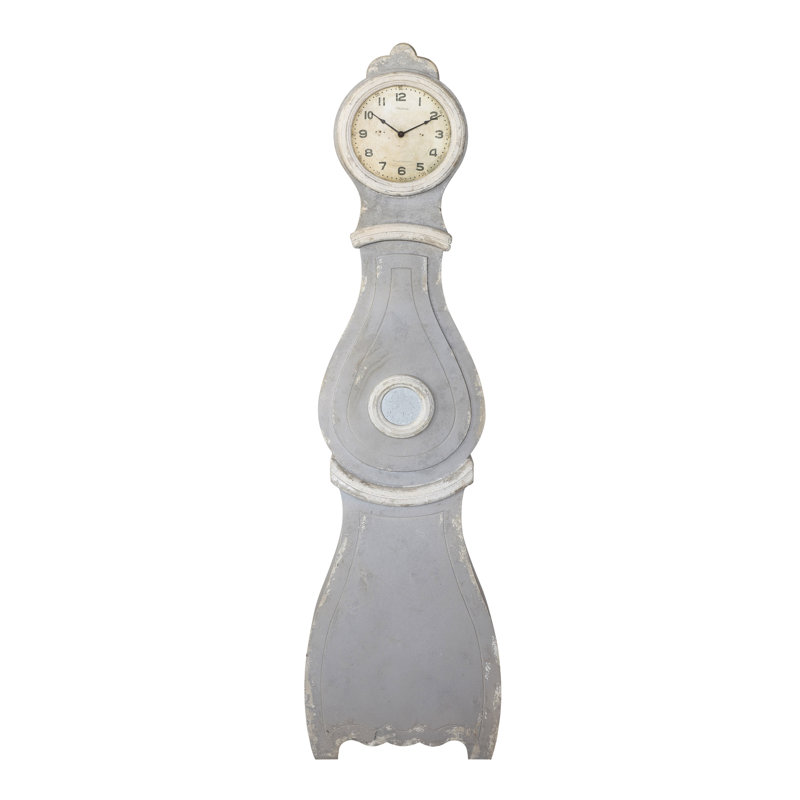 Tall Distressed Wood Grandfather Style Wall Clock