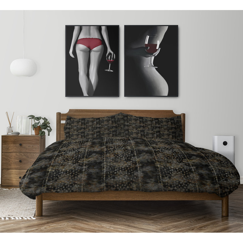 Polyester Twill Abstract Duvet Cover, King Duvet Cover + 2 King Pillowcases