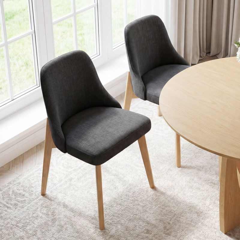 Luciana Fabric Upholstered Side Chairs, Natural, Dark Gray