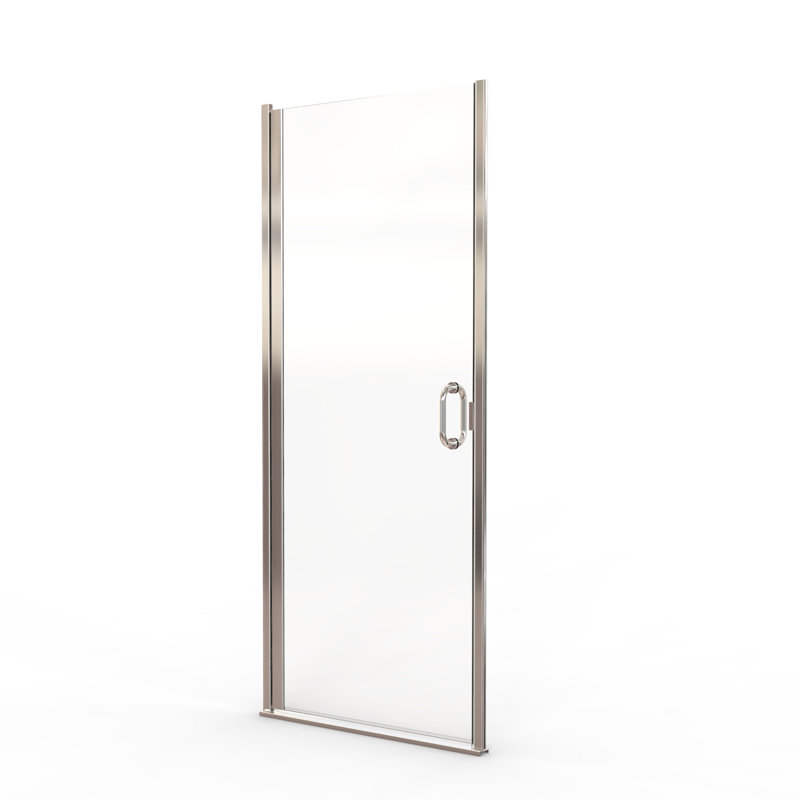 Infinity 33'' - 34'' W x 65.56'' H Semi-Frameless Shower Door with Clear Glass, Silver, Clear