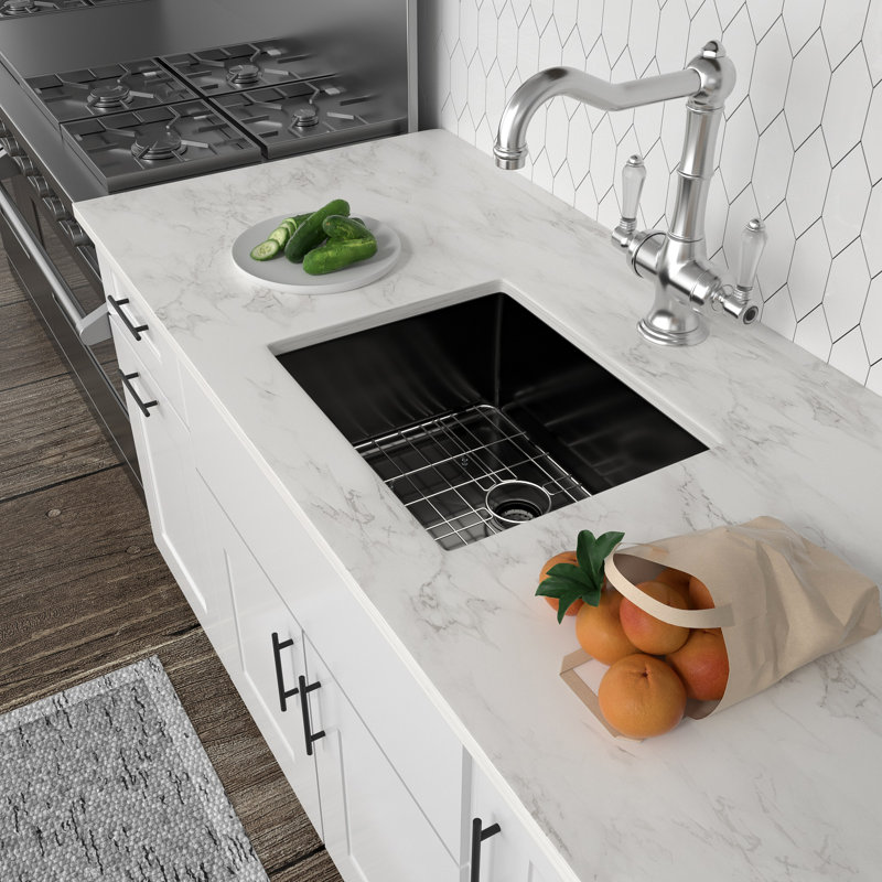 Évier de cuisine en acier inoxydable à simple cuve encastrable L 23 po x l 18 po, L 23 po x l 18 po