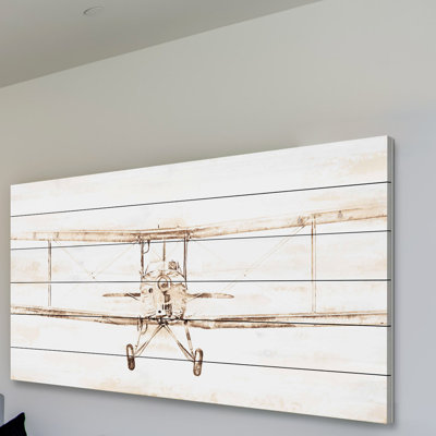 «Bi-Plane», reproduction d'art sur bois blanc