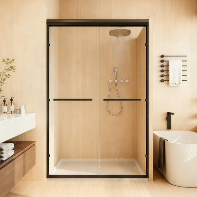44" - 48" W x 72" H Double Sliding Semi-Frameless Shower Door