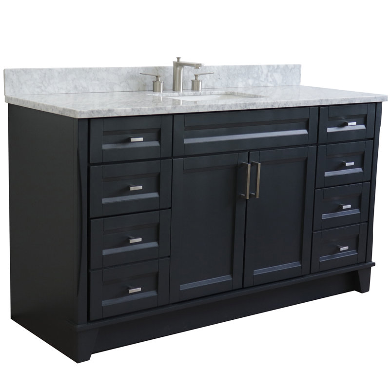 Dagh 61'' Single Bathroom Vanity with Top, White Carrara