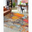 Tapis abstrait bleu / gris / orange Octagon-69786822