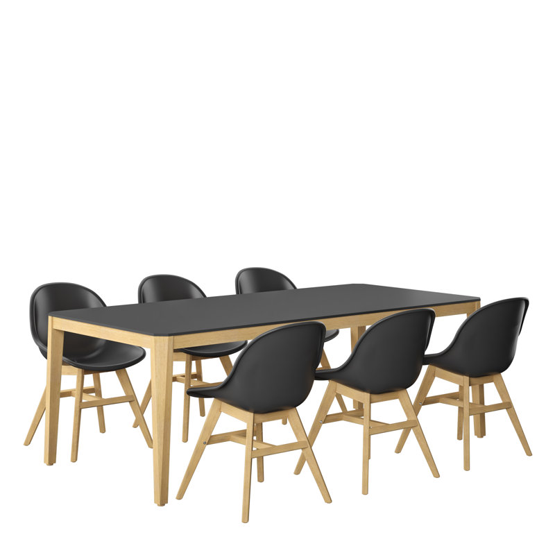 Greyton 6 - Person Solid Wood Solid Wood Top Four Leg Dining Set, Black