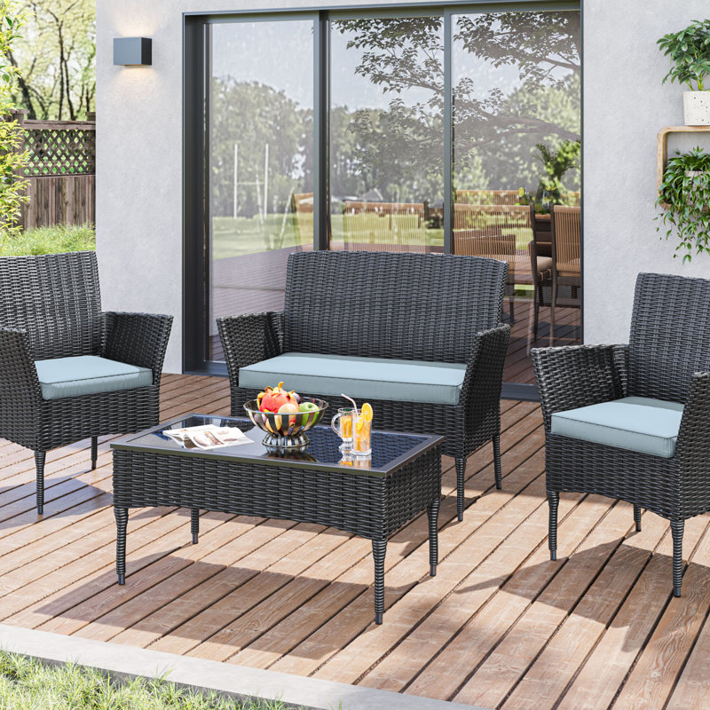 3-Piece Outdoor Seat Cushion Set, Pale Sky Blue