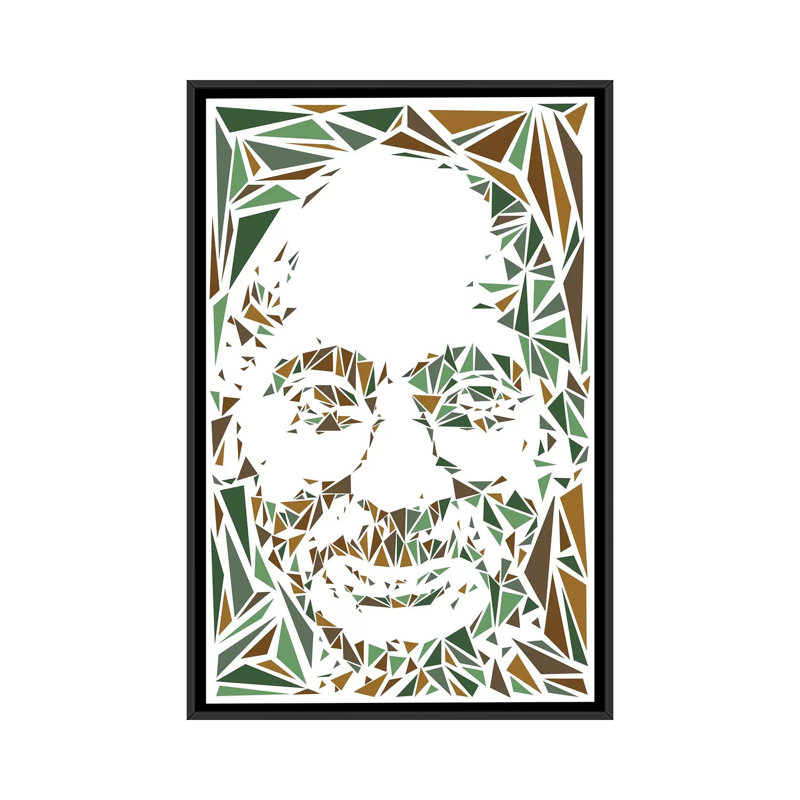 « gandhi », impression sur toile, H 26 po x l 18 po x P 1,5 po, Toile encadrée noire, Pas de tapis