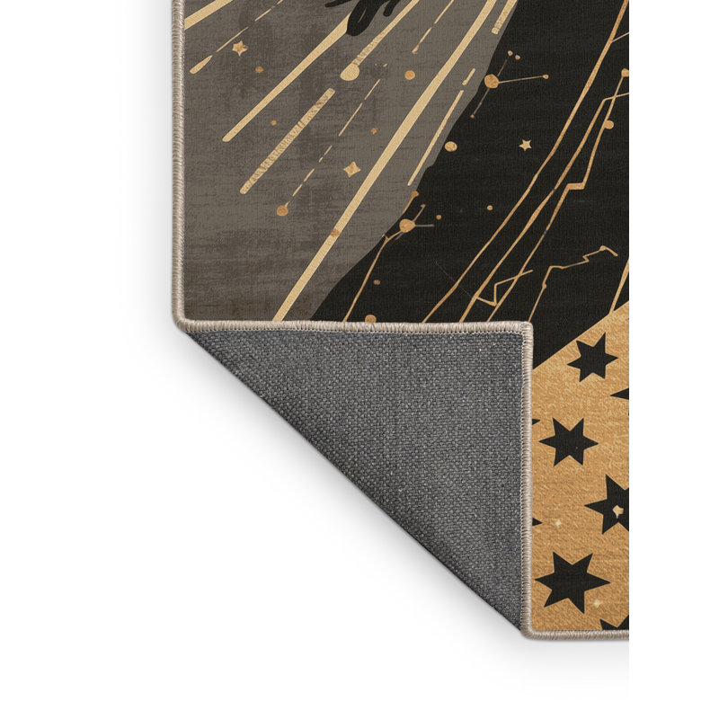 Tapis d'astrologie douce et moelleuse de style art déco brun et beige, 3 x 5