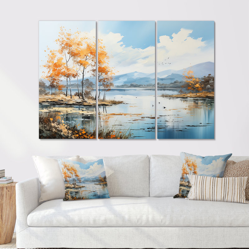 Lacs Serenity Charm liquide Art I - rivière Wall Art ensemble de salon, Toile tendue, H 40 po x l 60 po x P 1 po