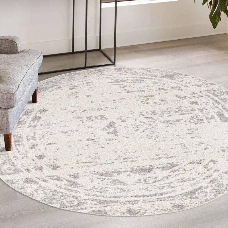 Geometric Indoor Rug, Round 4'