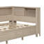 Lit de jour simple en bois avec tablettes de rangement et 3 tiroirs, lait blanc antique-797826580
