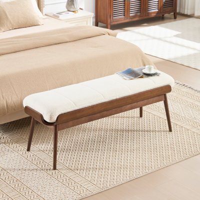 Banc d'entrée classique et minimaliste en tissu avec cadre en bois et banc de bout pour le salon de la chambre à coucher