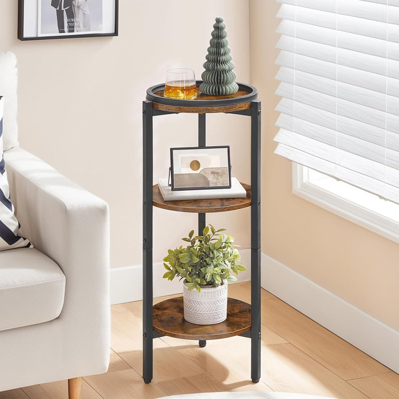 Petite table d'appoint ronde, table basse haute à 3 niveaux pour canapé, table de chevet mince, table de bout décorative circulaire pour salon, coin, chambre à coucher