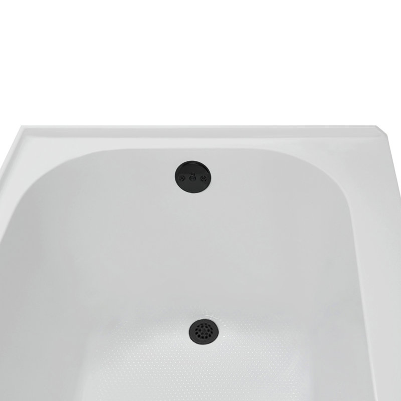 Baignoire en alcôve droite en acrylique blanc brillant avec drain extérieur Streamline 60 po x 30 po Streamline, Noir mat