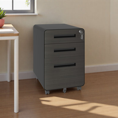 3-Drawer Mobile File Cabinet With Lock, All-Steel Metal Storage Cabinet On Casters, For Home & Office,Black, Fully Assembled, Holds A4/Letter Files