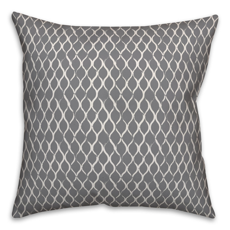  Coussin en résille, 18 po x 18 po, Gris / Blanc