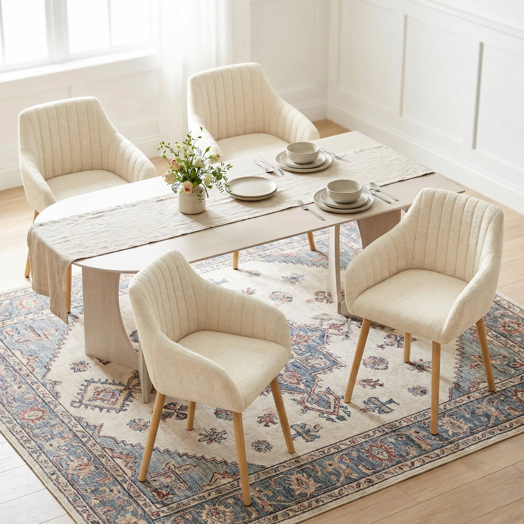 49.5cm H Upholstered Dining Chairs With Wooden Legs