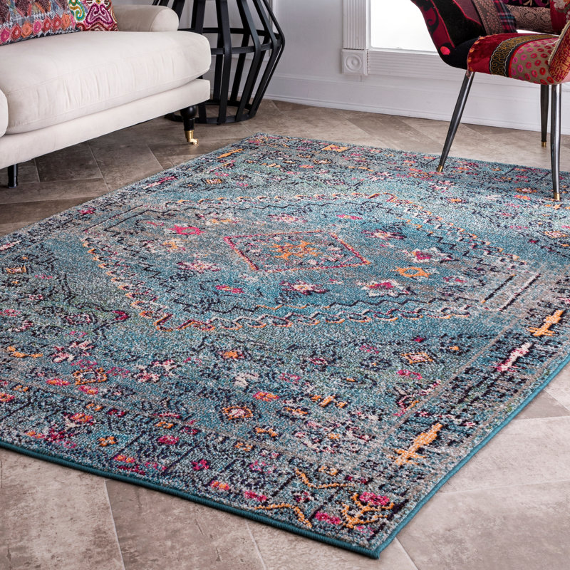 Tapis oriental bleu Risinger, Rectangle 5 pi 3 po x 7 pi 7 po