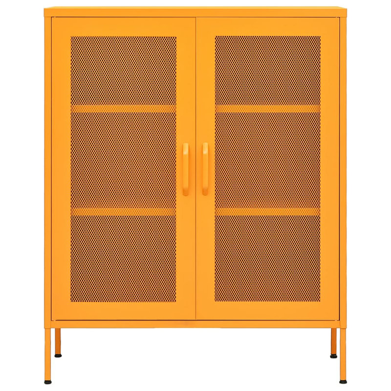 Storage Cabinet Sideboard Filing Cabinet with Shelves for Hallway Steel, Mustard Yellow